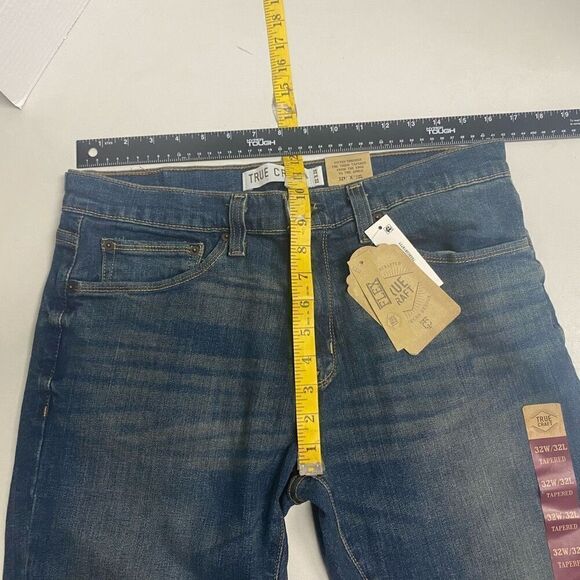 TRUE CRAFT Men’s Flex Jeans Size 32 Inseam 32 Blue Lightly Distressed New With T - Picture 4 of 12